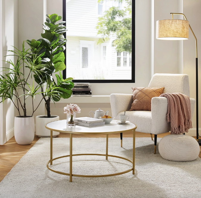 Журнальный столик Leobert Oskar круглый с мраморной столешницей Золотой (4643) - фото 2