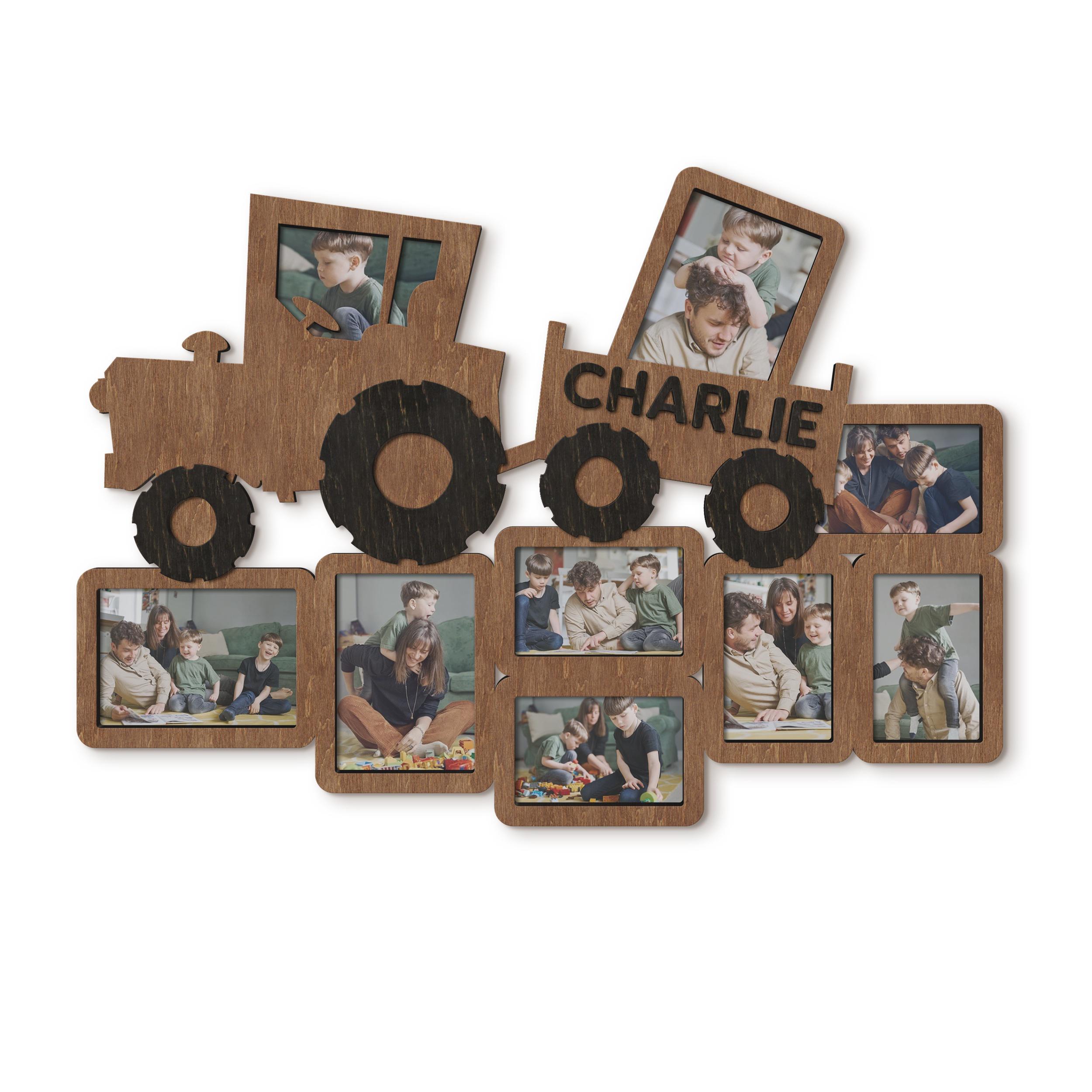Фоторамка-колаж The Frame Depot у формі трактора з нанесенням імені на 9 фото Коричневий (tractor_collage-2) - фото 1