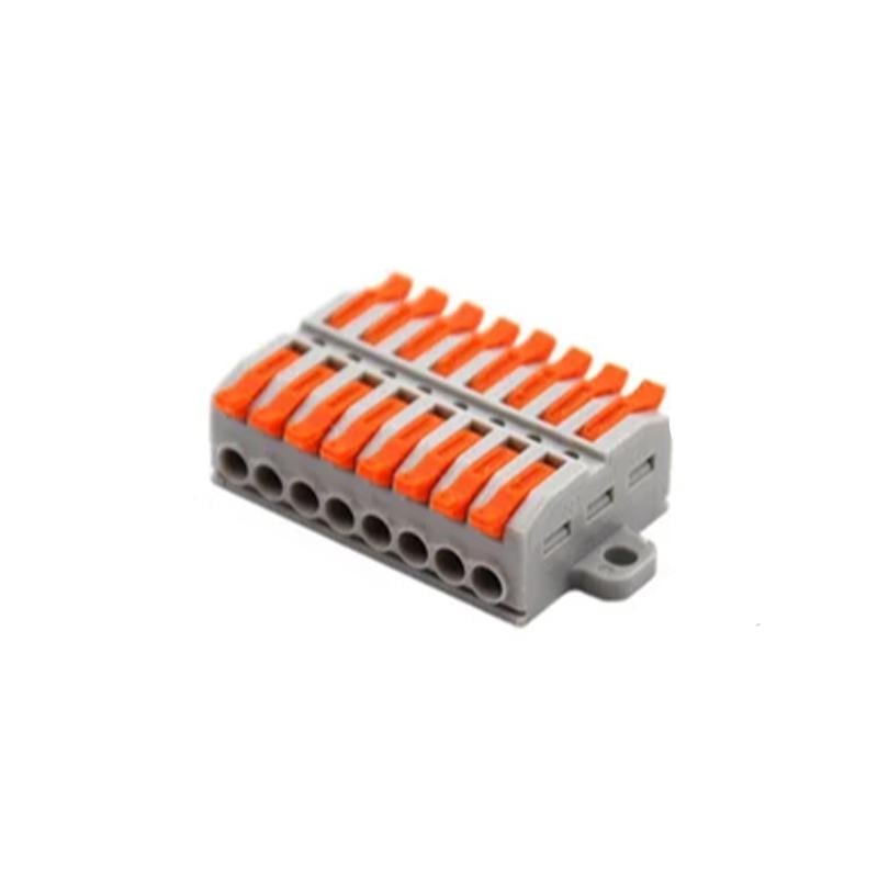 Клемма проходная Tactix 0,08-4 мм2 32А 8х1-8х1 одинарная 29,8х55,5х14,4 мм рычаг крепеж 3,4 мм Оранжевый (KV227-8P)