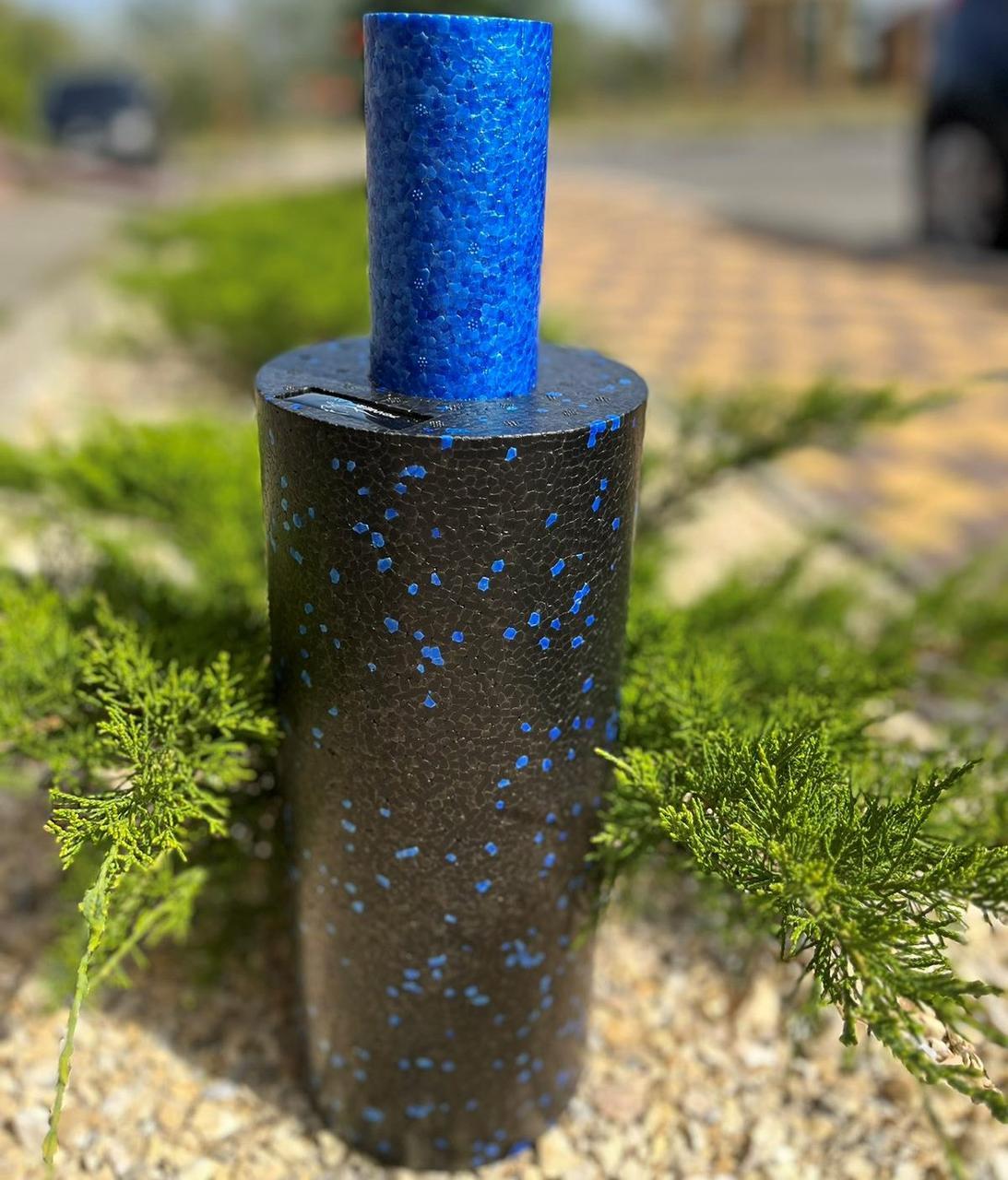 Ролик масажний гладкий PowerPlay PP-4348 2in1 EPP Foam Roller 33x14 см Чорний/Синій (A-013252) - фото 8