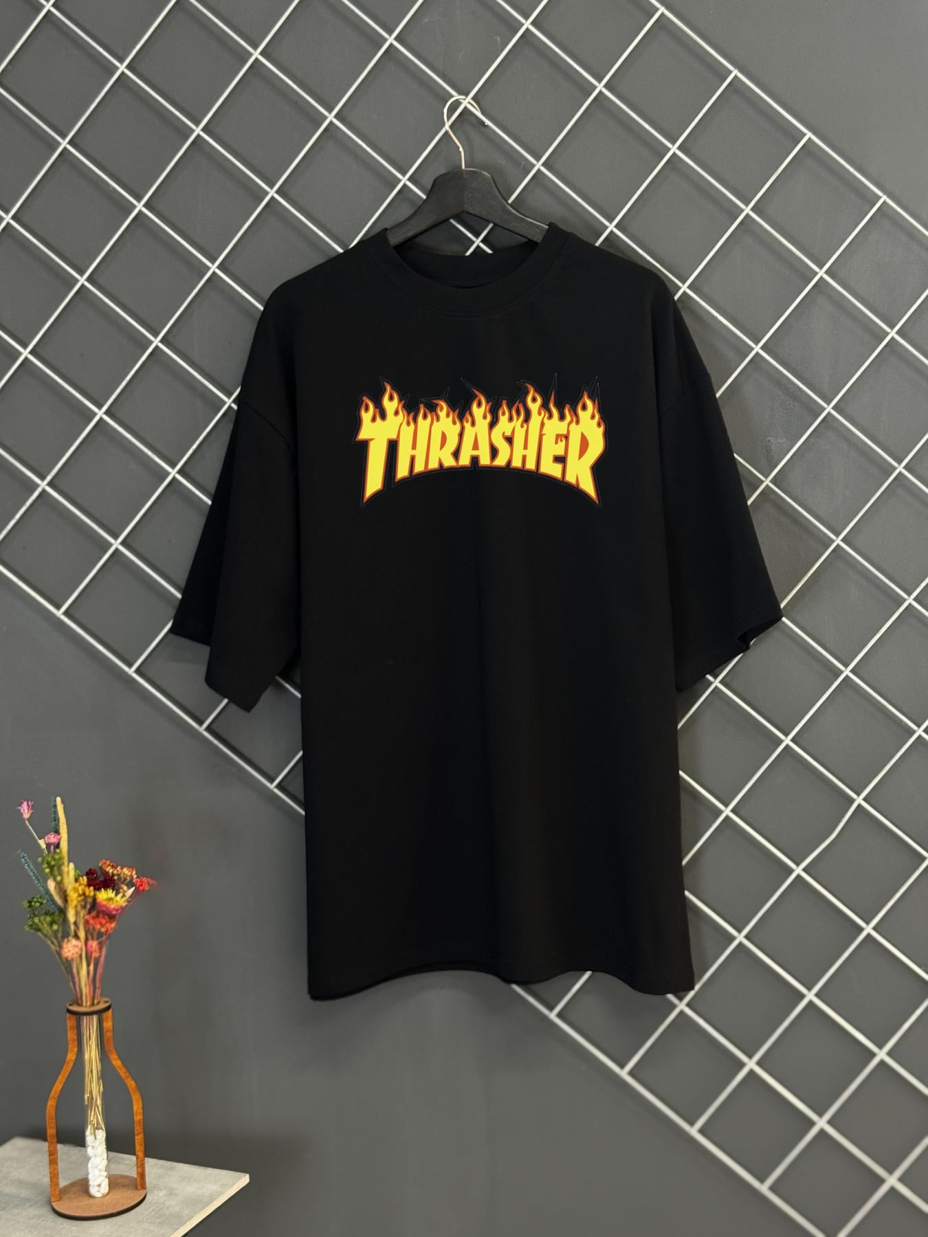 Футболка мужская Thrasher оверсайз трикотажная L Черный (26363/1/3)