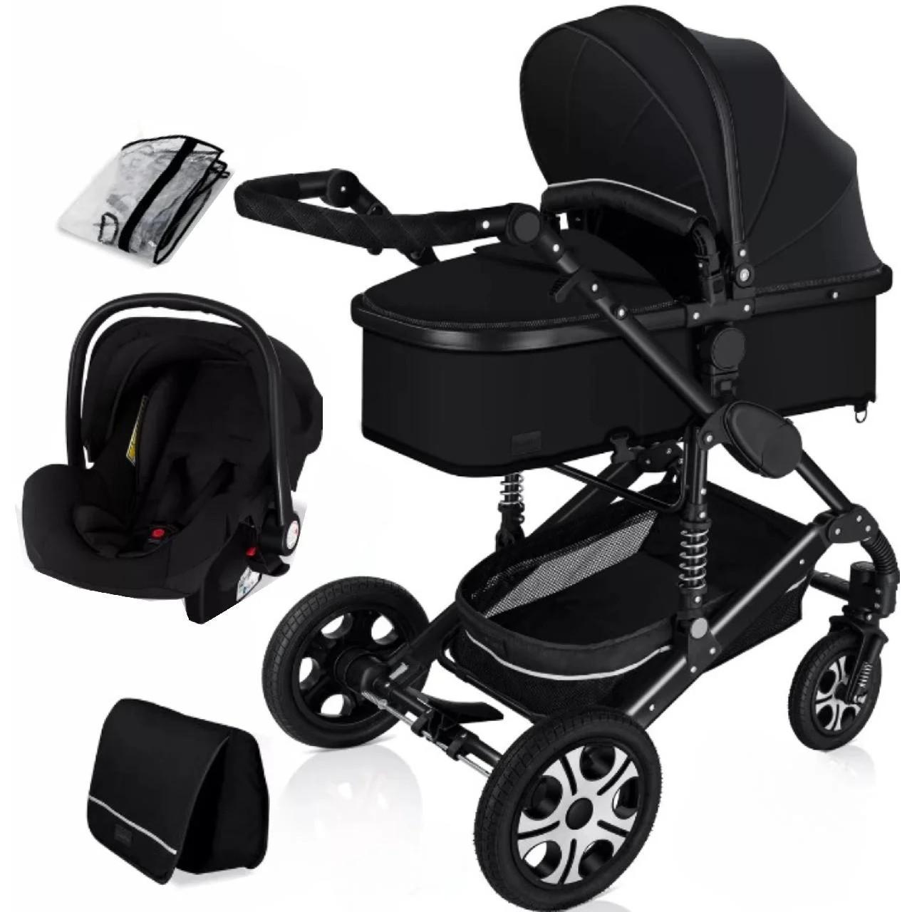 Коляска дитяча з автокріслом KESSER 3в1 94x64x119 см Чорний
