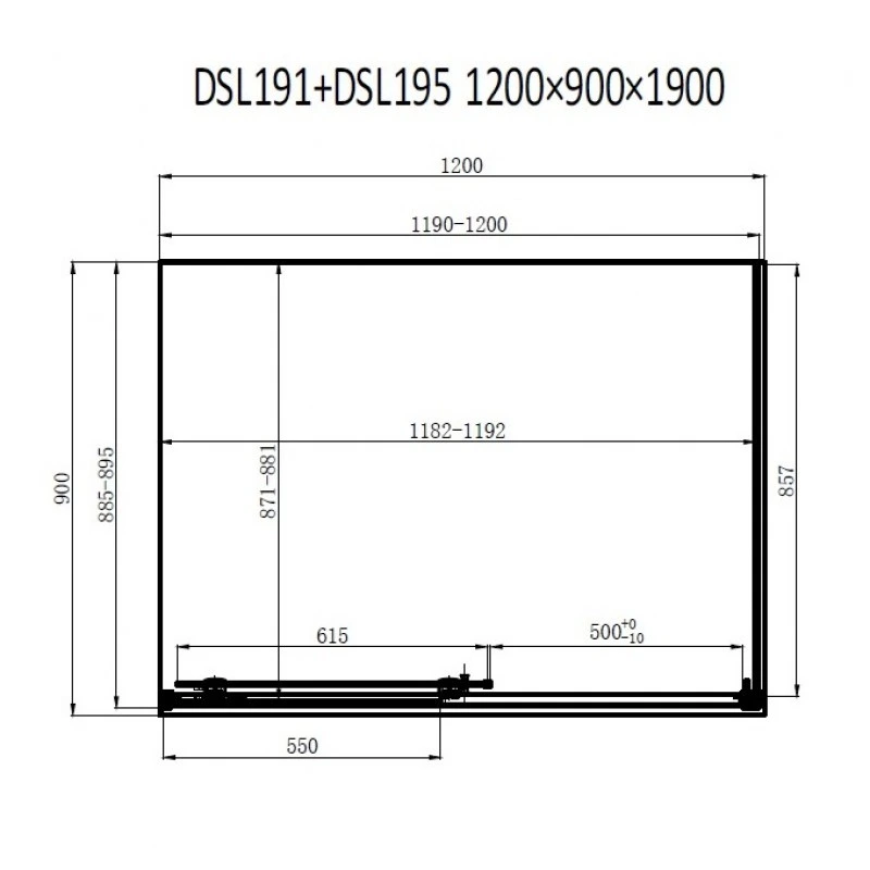 Душевая кабина Dusel DSL191+195B двери раздвижные/стекло прозрачное 120х90х190 Black Matt (519129) - фото 3