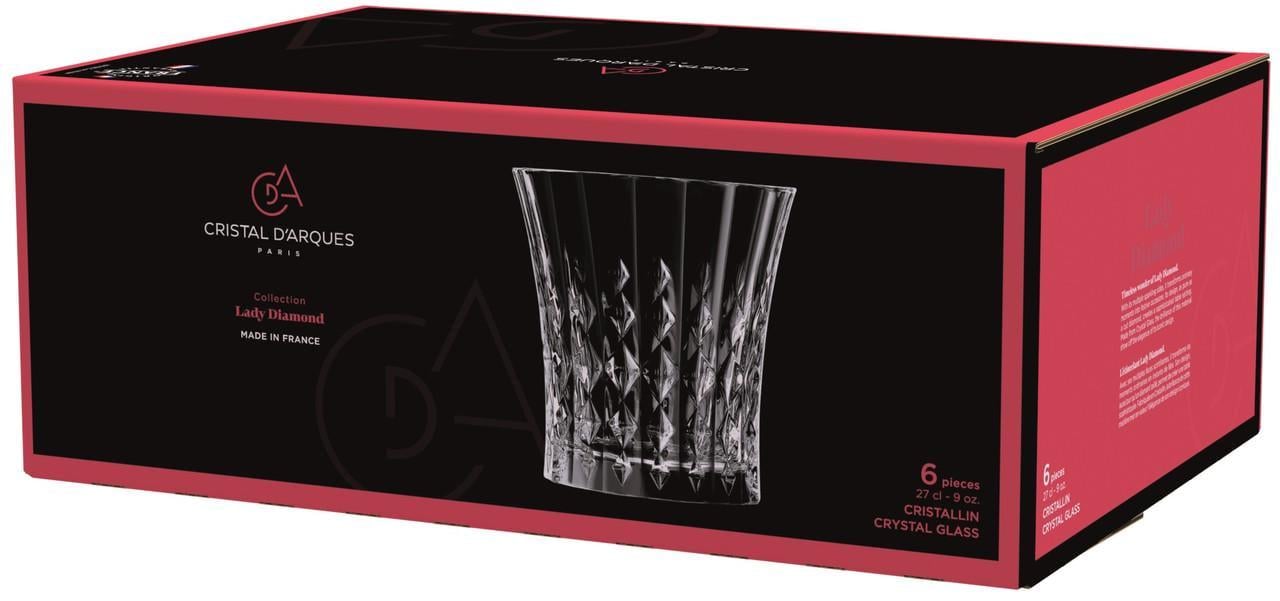 Набір склянок низьких Cristal Darques Lady Diamond 6 шт. х 270 мл (L9747) - фото 2 Набір склянок низьких Cristal Darques Lady Diamond 6 шт. х 270 мл (L9747) - фото 2