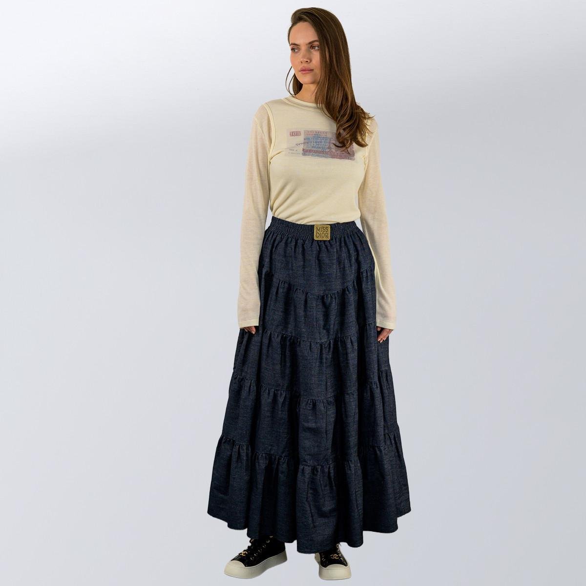 Спідниця жіноча хлопкова з воланами Christian Dior M Синій (2589902344) - фото 4 Спідниця жіноча хлопкова з воланами Christian Dior M Синій (2589902344) - фото 4