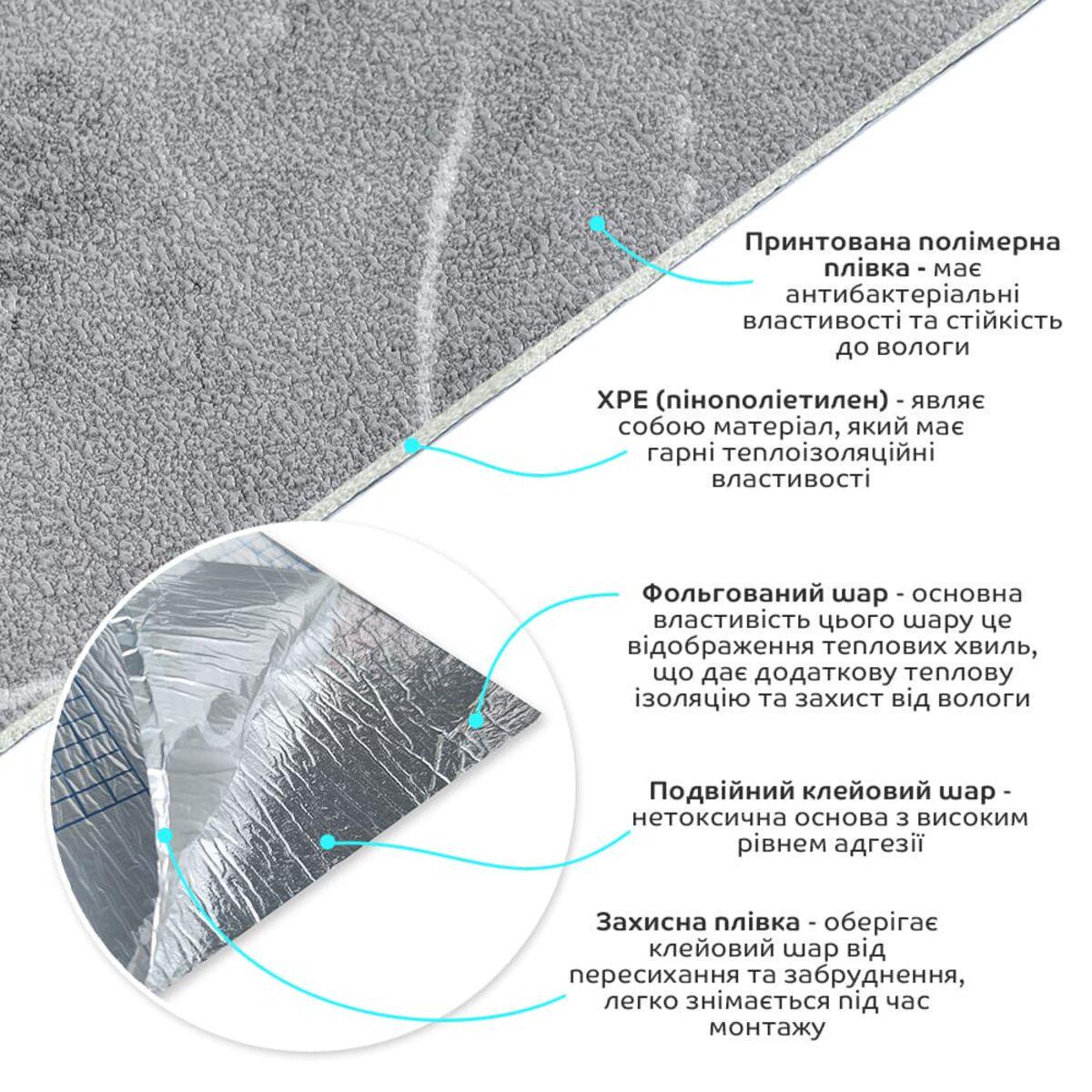 Обои на самоклеящейся основе мрамор D 2800x500x2 мм Серый (SW-00001414) - фото 2