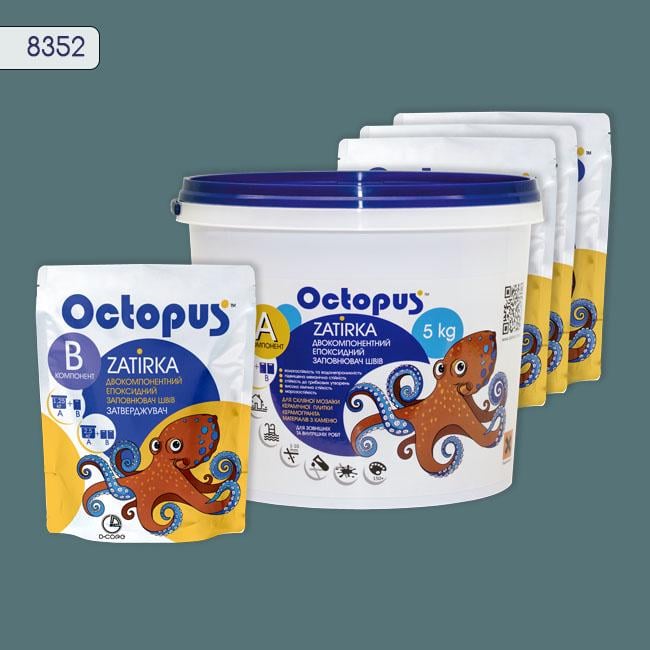 Фуга двухкомпонентная эпоксидная для плитки и мозаики Octopus 5 кг 8352 (8352-5)