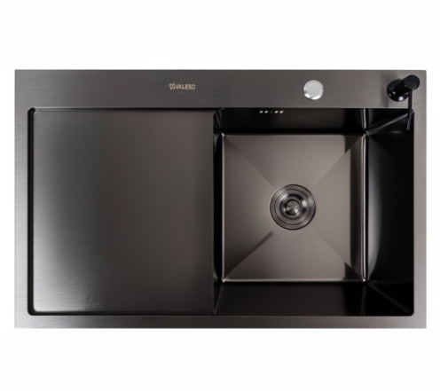 Мойка для кухни Valeso Handmade R круглый сифон 3,0/0,8 мм 78x50 см Черный