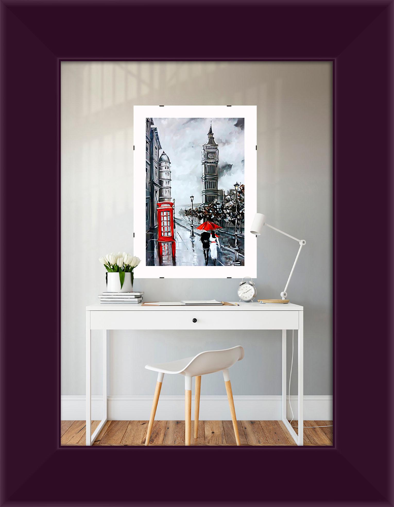 Фоторамка деревянная EmojiFrame 15х21 см А5 AH3322-02 пластиковое стекло 0,8 мм Фиолетовый - фото 1