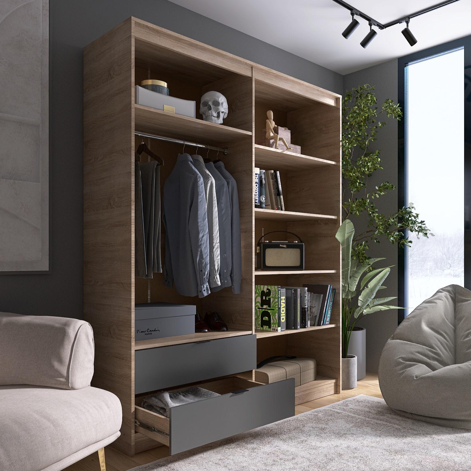 Шафа Everest Сіті 1600 1602х500х2046 мм Сонома/Графіт (11434) - фото 9 Шафа Everest Сіті 1600 1602х500х2046 мм Сонома/Графіт (11434) - фото 9