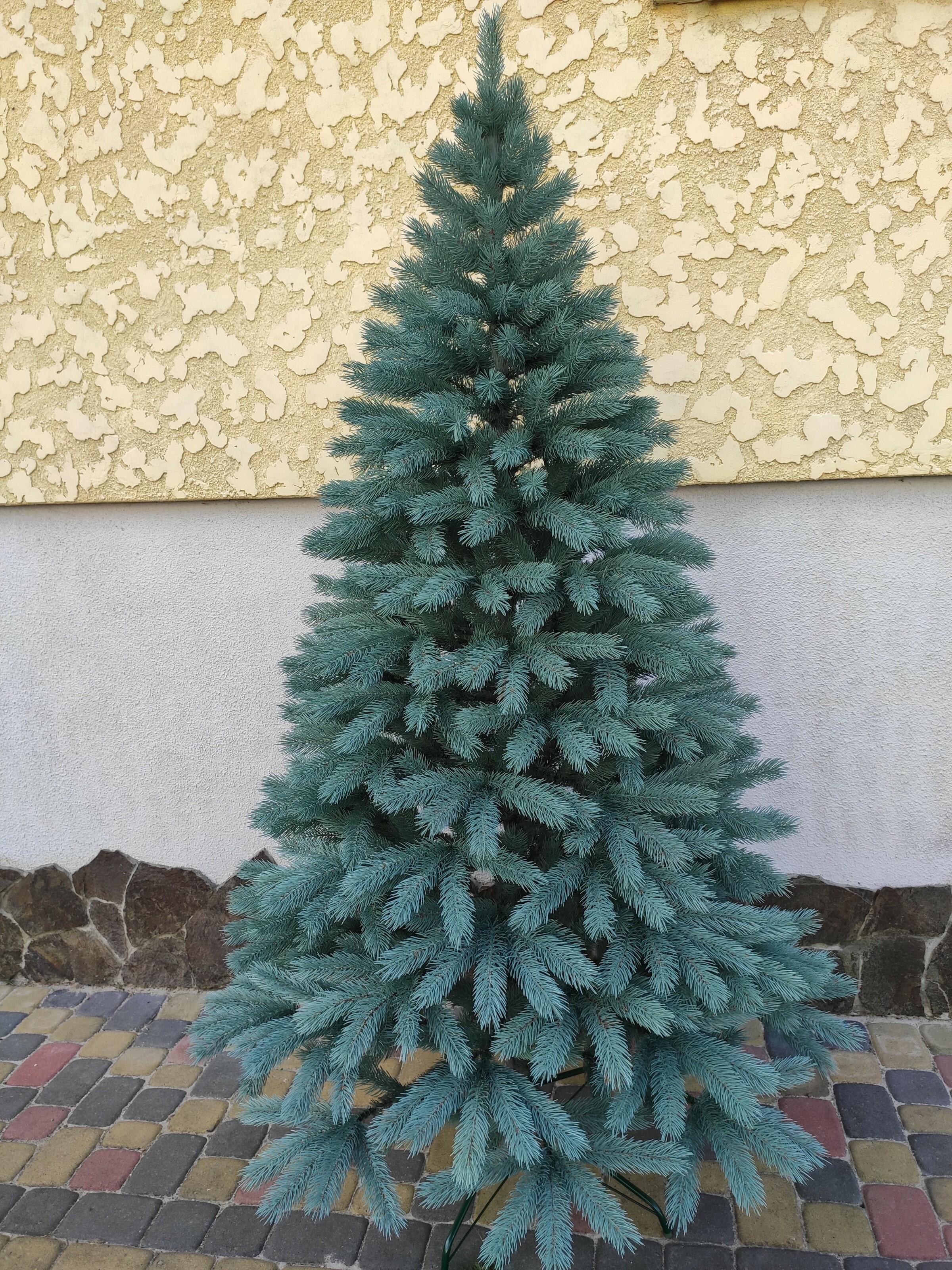 Ялинка лита штучна Хатинка Буковельська лита з металевою підставкою 1,80 м Блакитний (БукГ-180)