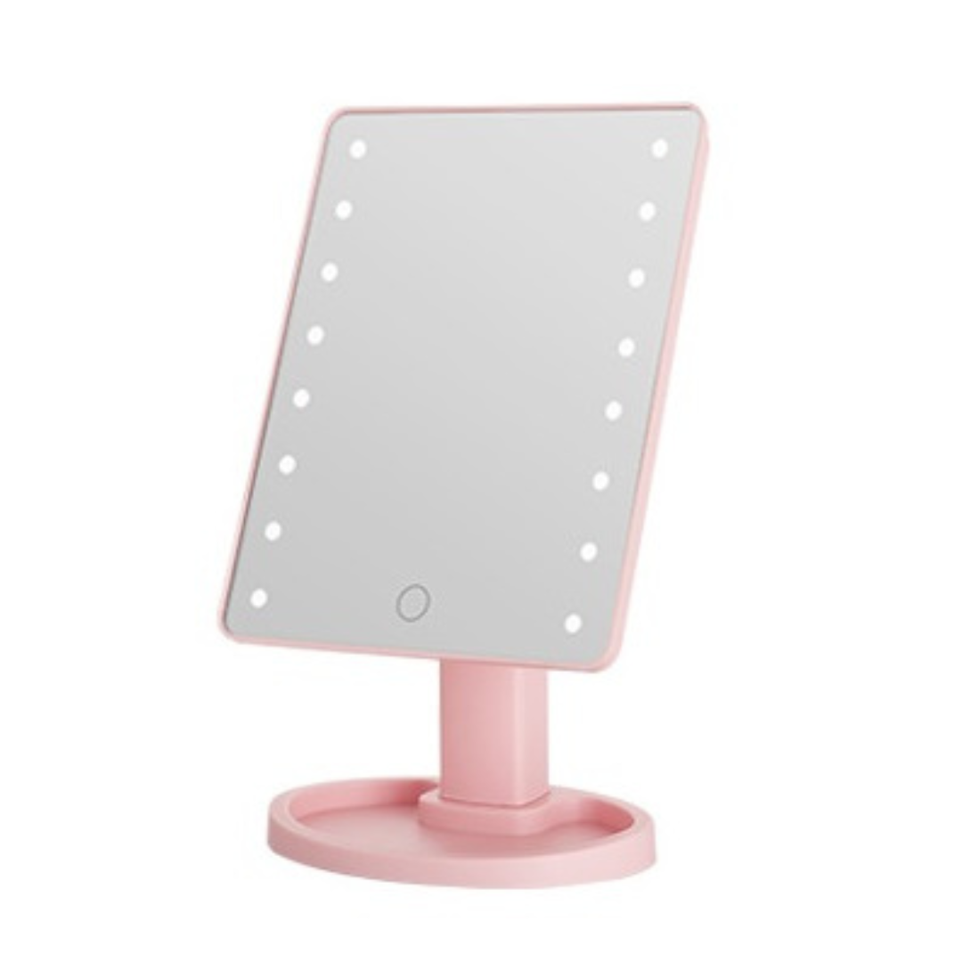 Зеркало настольное косметическое для макияжа HP-10-3AP на подставке 21х16 см 16 LED Розовый (A-033791) Зеркало настольное косметическое для макияжа HP-10-3AP на подставке 21х16 см 16 LED Розовый (A-033791)