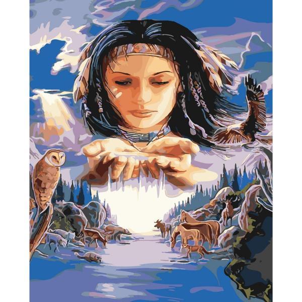 Картина по номерам Strateg Люди Индийская магия 40х50 см в термопакете (SY6192-mt)