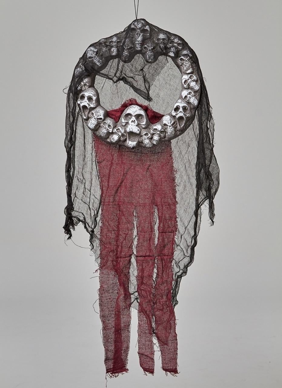 Декор Круг с черепами и мигающими глазами на Хэллоуин 106х38 см