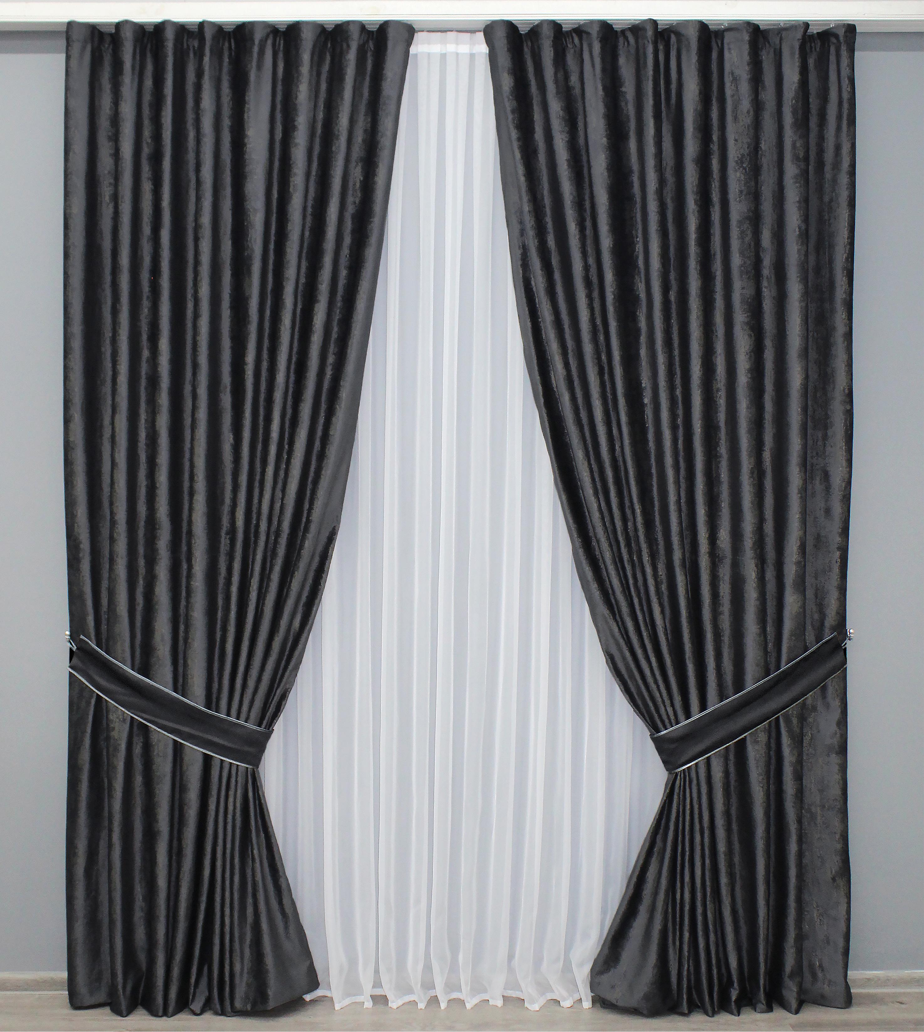 Комплект готовых штор VR-Textil Афина №1320ш 150х290 см2 шт. Графитовый (33-0206)