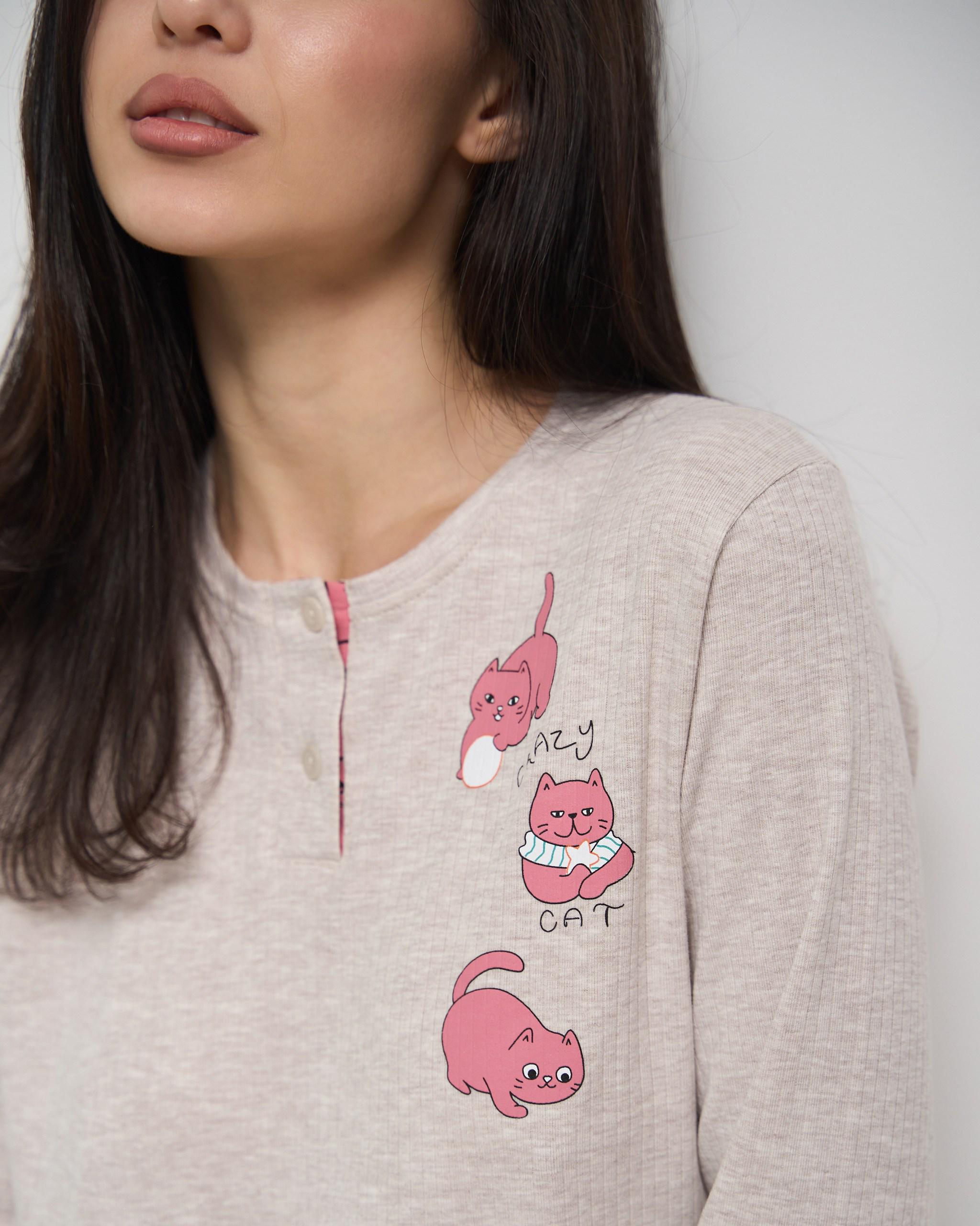 Пижама женская брюки и кофта Котики XL (96726) - фото 3 Пижама женская брюки и кофта Котики XL (96726) - фото 3