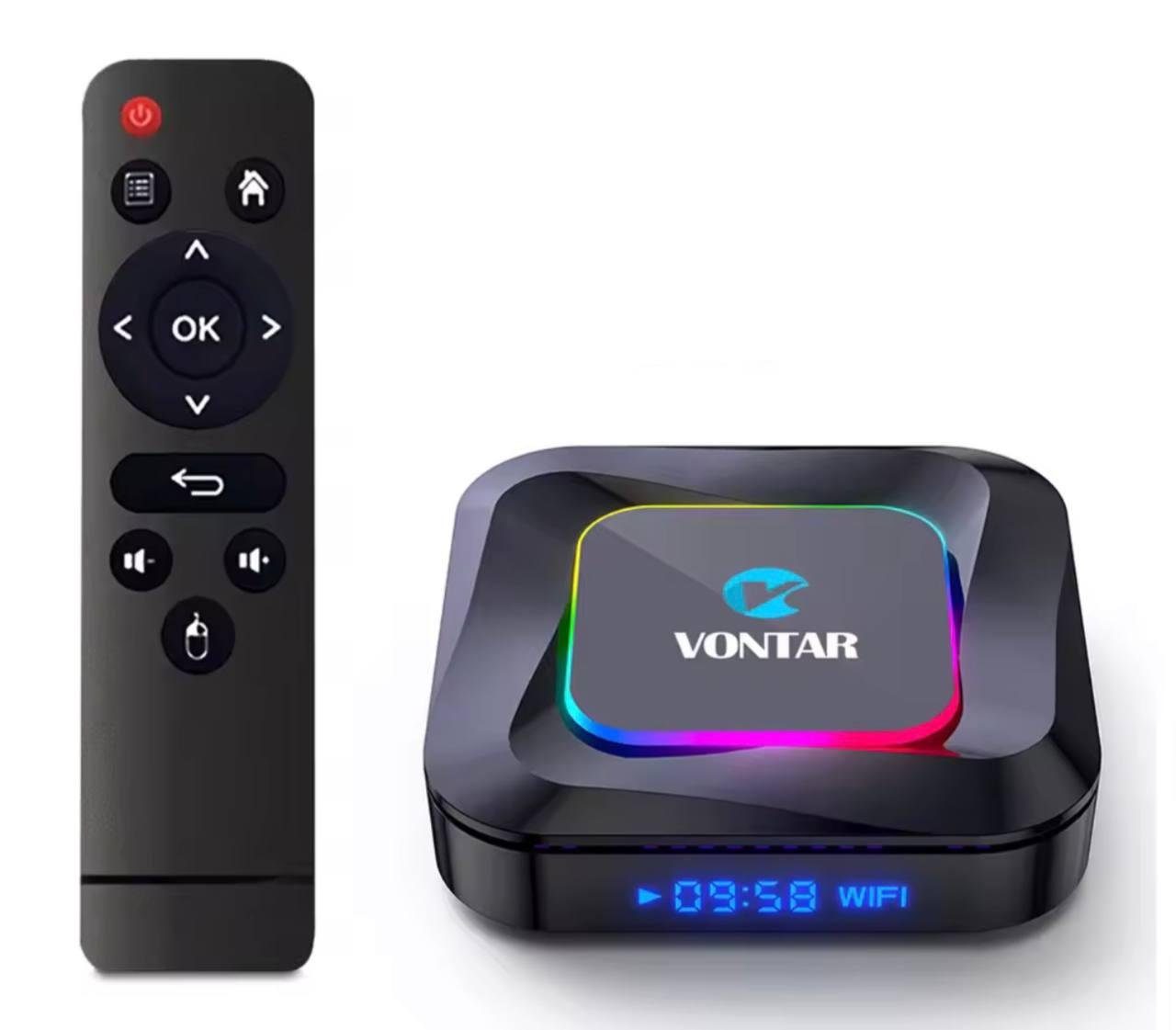 Смарт-приставка Vontar R3 4/64 Гб Android 13 RK3528 з підсвічуванням RGB налаштована Смарт-приставка Vontar R3 4/64 Гб Android 13 RK3528 з підсвічуванням RGB налаштована