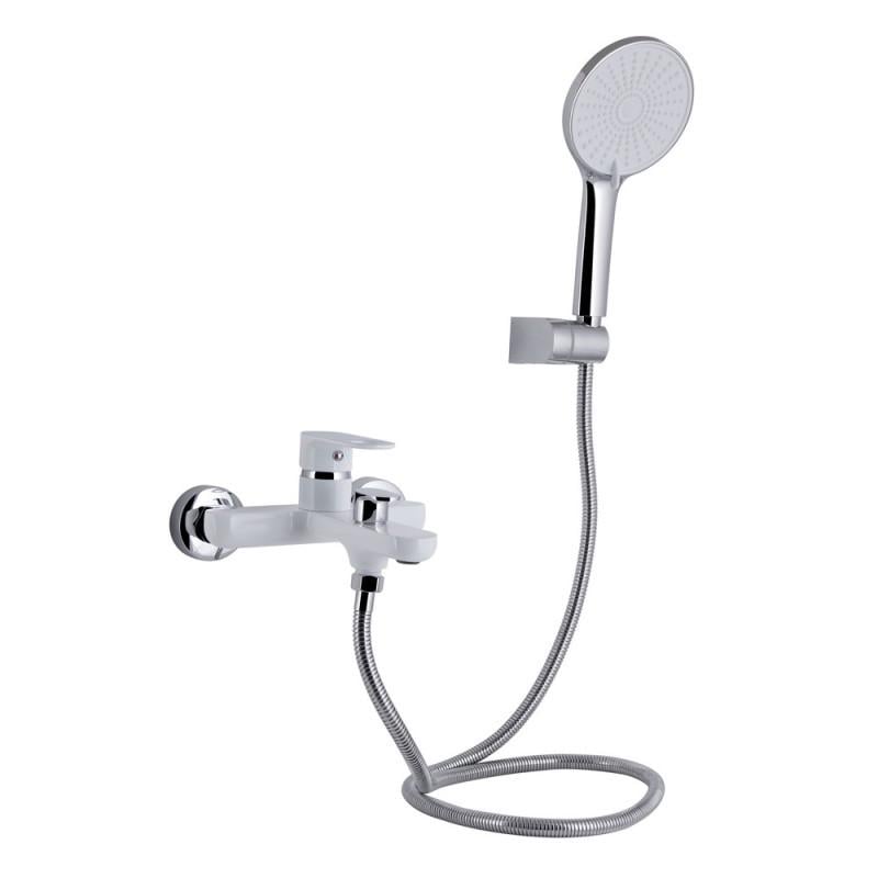 Смеситель для ванны Qtap Jay с душевым гарнитуром Chrome/White (QTJAY259CRW45553)