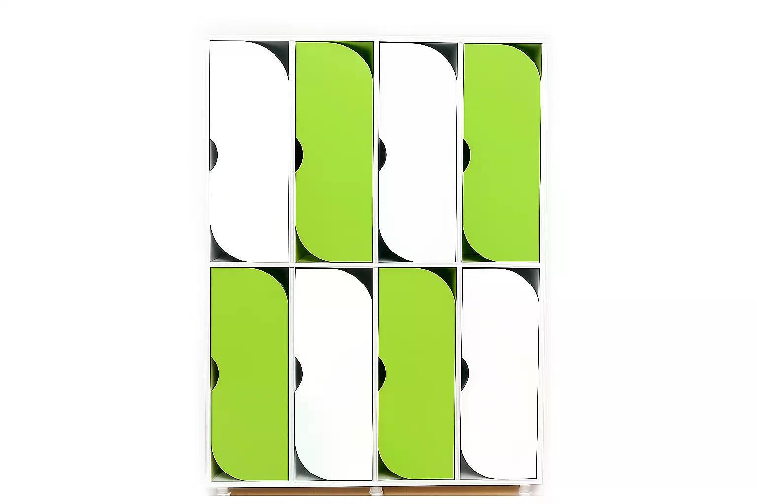 Шкаф для одежды 8-секций DS-54 на металлических регулируемых опорах Белый/Лайм