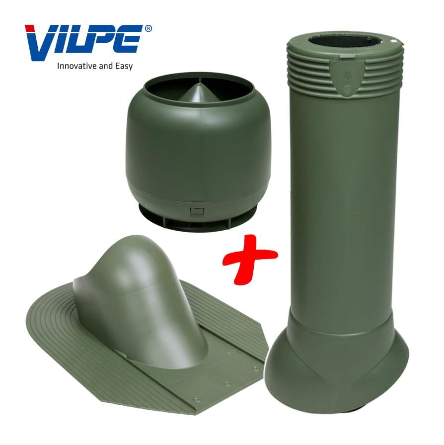 Вихід фанової труби Vilpe для бітумної черепиці утеплений Ø 110 мм 500 мм 6020 Зелений (30131882) - фото 4
