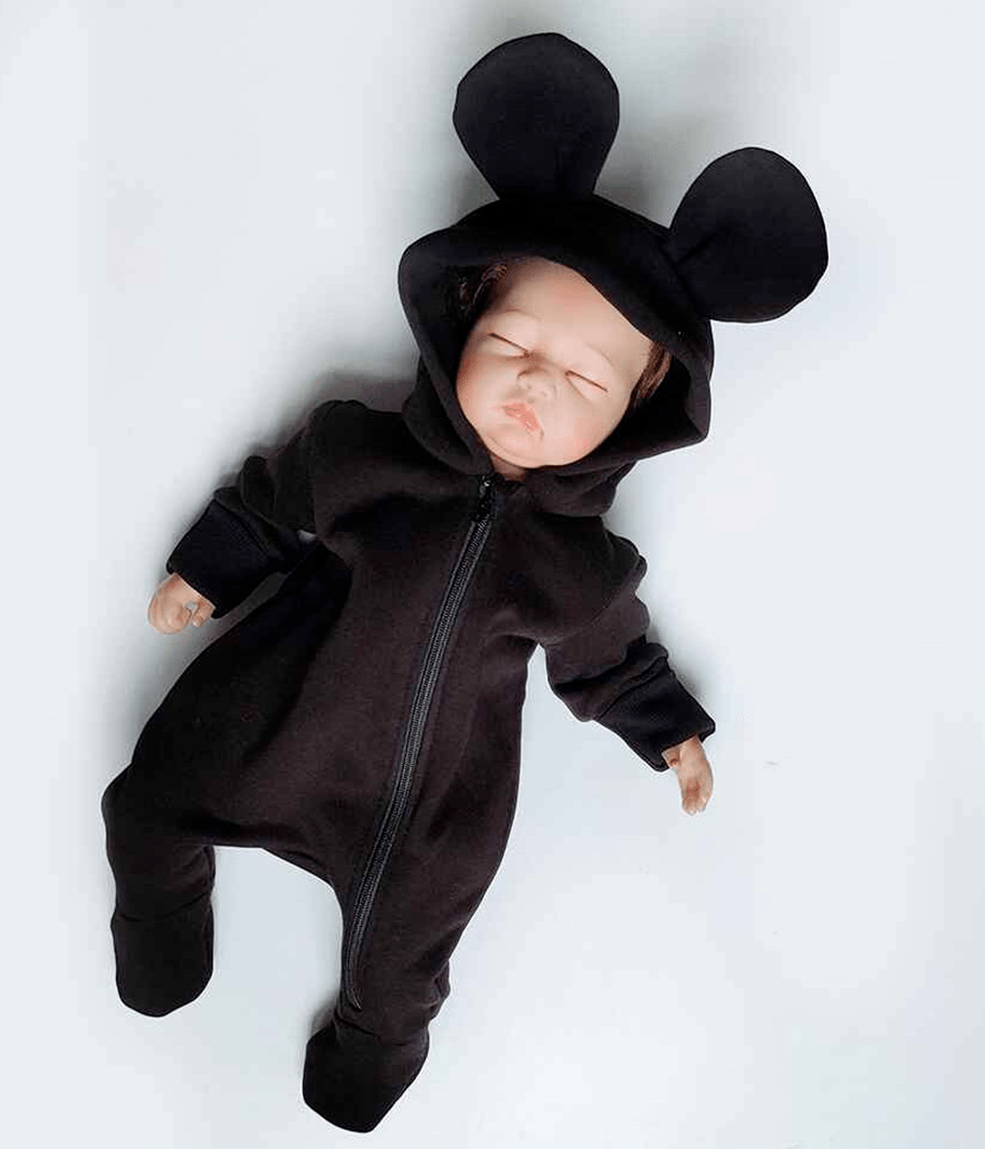 Комбинезон детский BUNNY BOX Микки с ушками триника утепленный р. 68 Черный (00868)