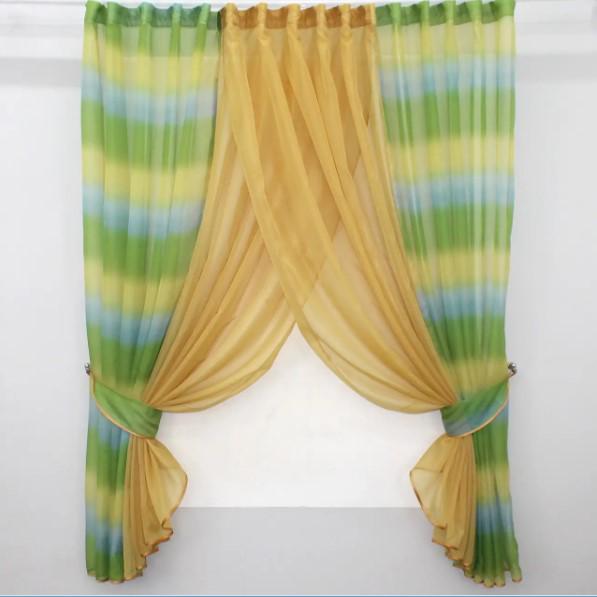 Шторки на кухню/балкон 400х170 см Золотистый/Разноцветный (111к)