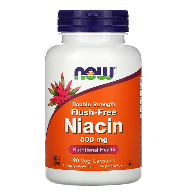 Ниацин NOW Flush-Free Niacin Double Strength 500 mg 90 veg caps (10577-01) - фото 1