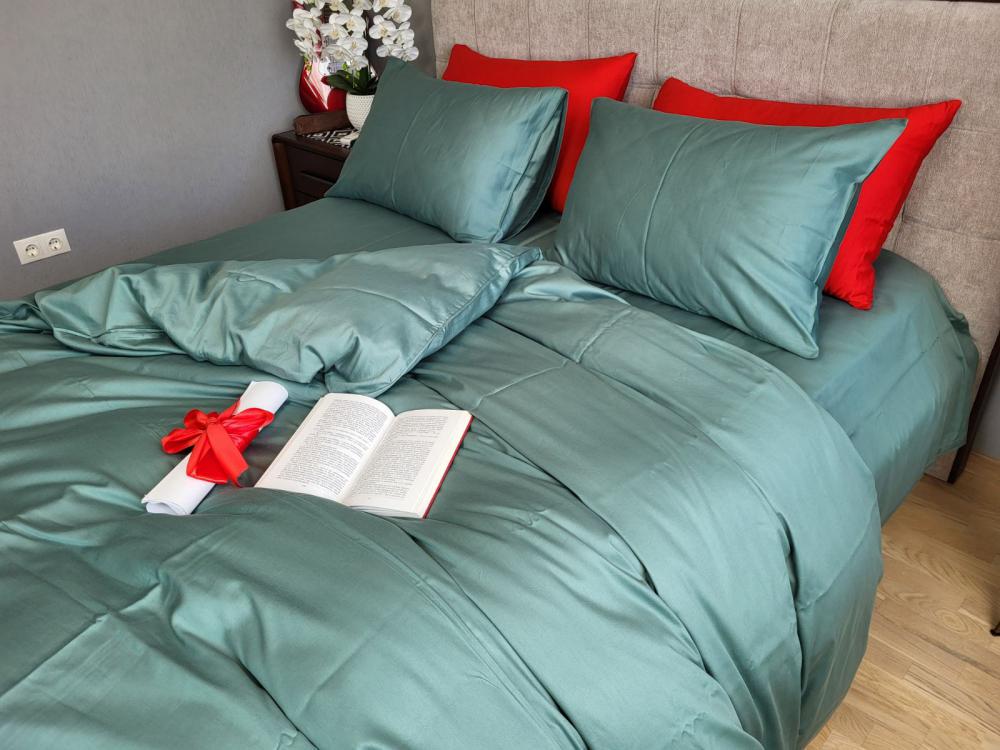 Комплект постельного белья на резинке Моно сатин Premium семейный/наволочки 50х70/70х70 см Mountain Fog (5767) - фото 3