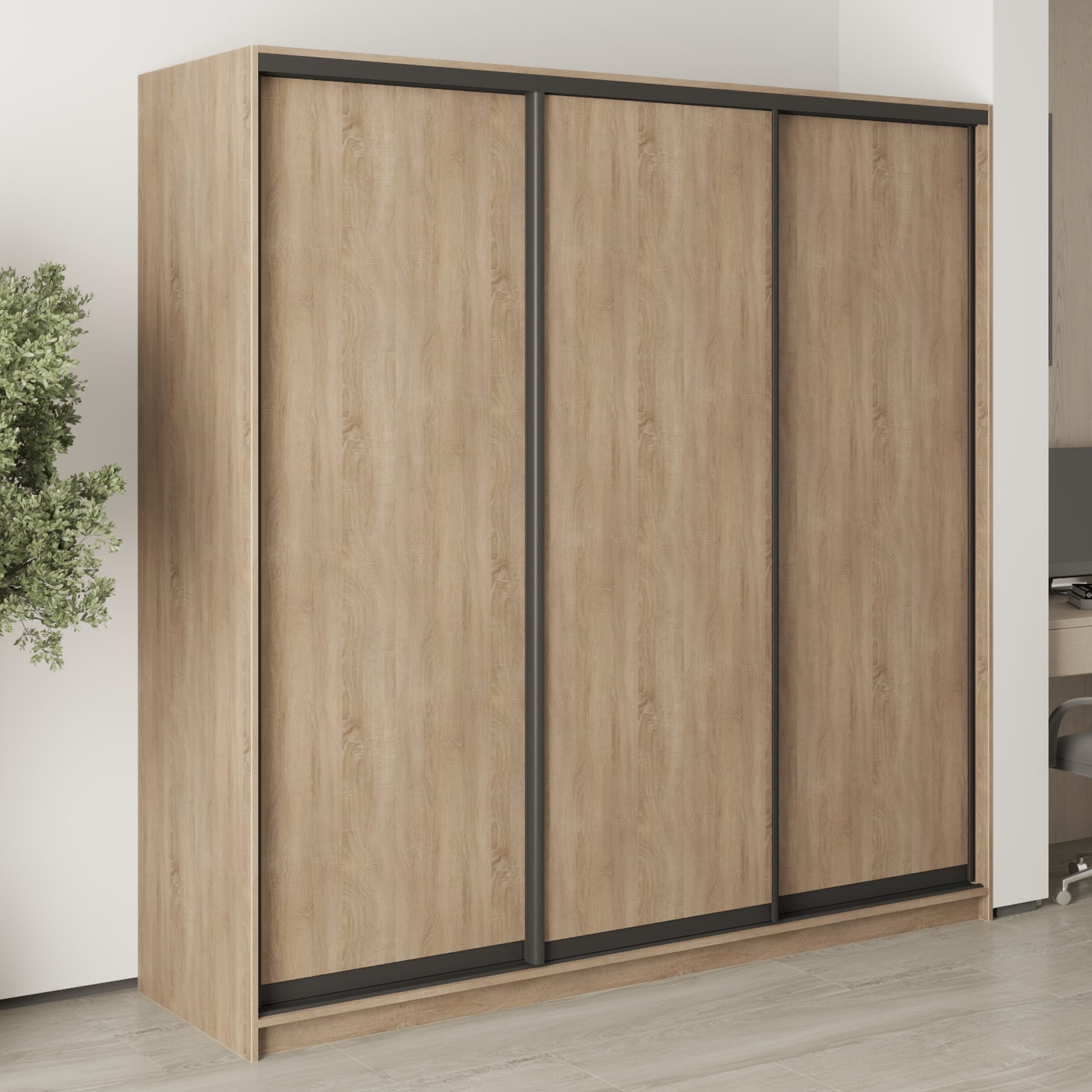 Шкаф-купе трехдверный Mebel Star Комбо BG MBS-8911 210х45х210 см Дуб сонома (1008900) - фото 1