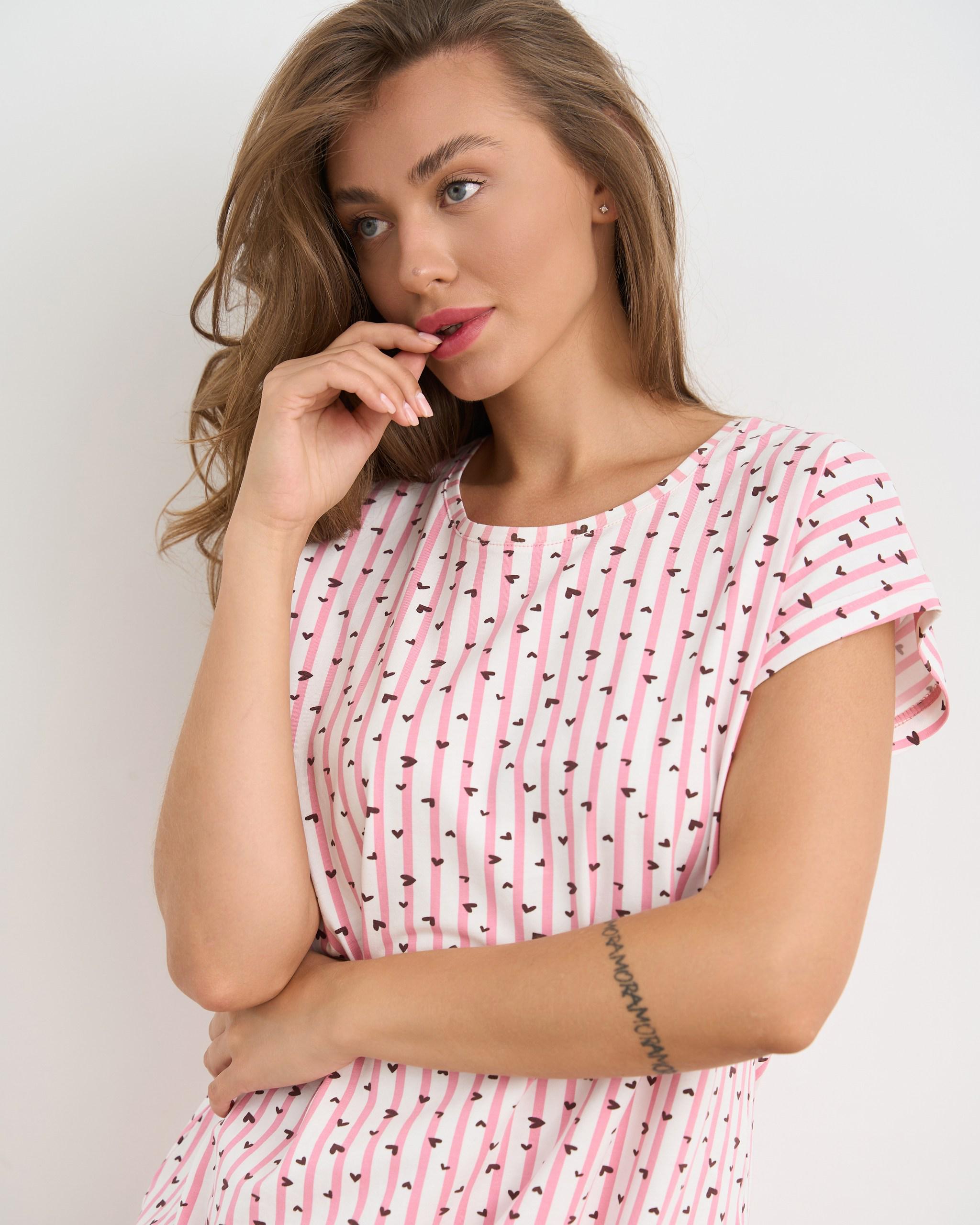 Комплект с шортиками футболка на завязках Сердечки 60246 M Розовый - фото 2 Комплект с шортиками футболка на завязках Сердечки 60246 M Розовый - фото 2