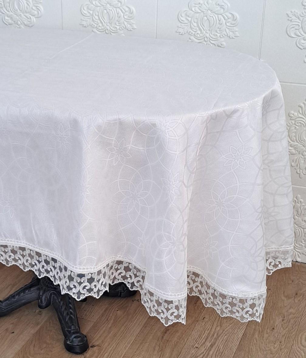 Скатерть с кружевом Masali Model 513 160x220 см ovale Cream (CN22389)
