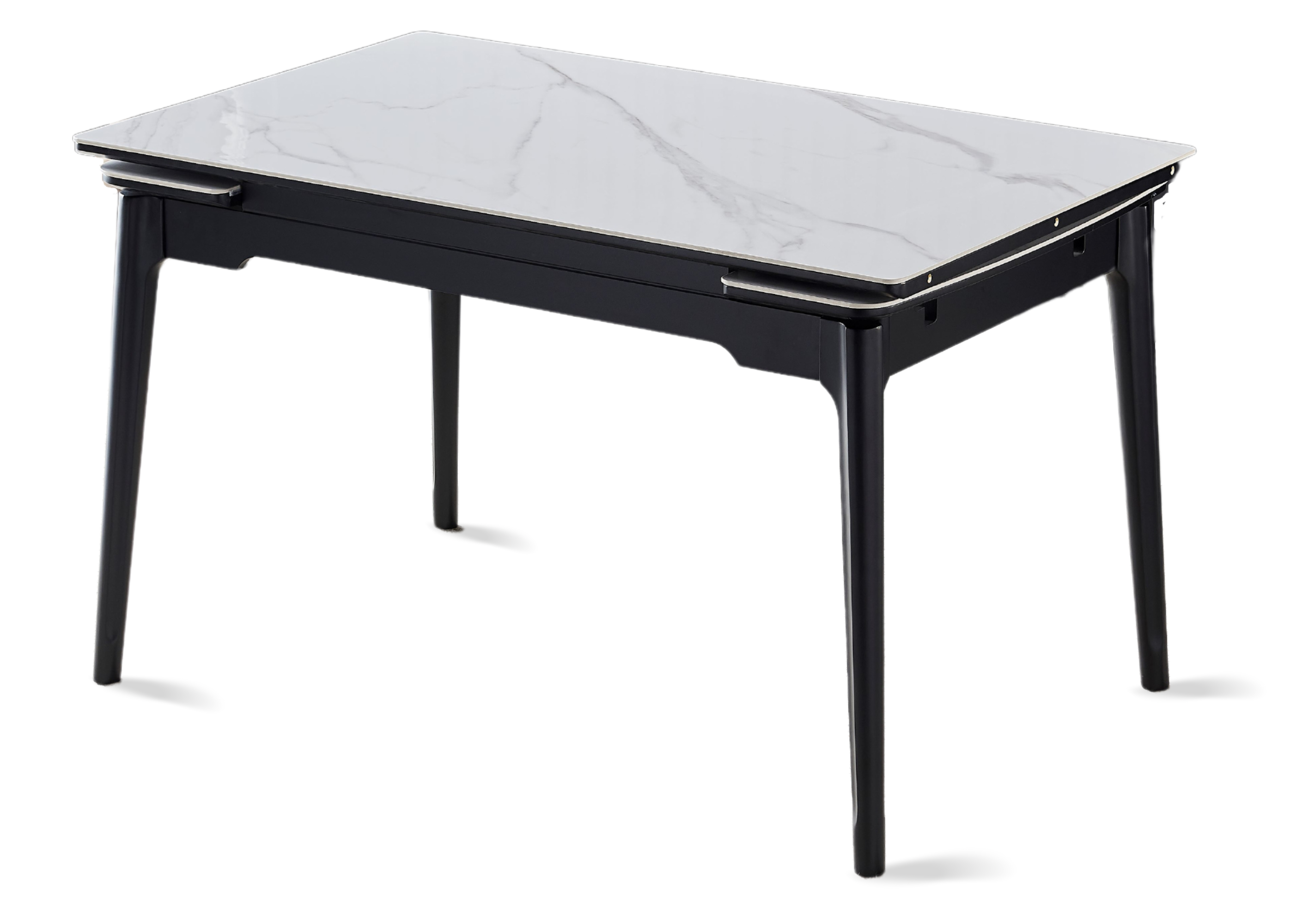 Стол обеденный раскладной Intarsio Bonn Ceramic 130/180x80 Белый глянец/Черный