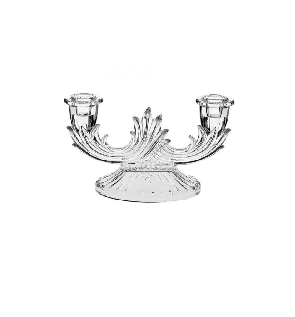 Підсвічник Bohemia низький на 2 свічки широка ніжка 210 мм Прозорий (dbb1f098)