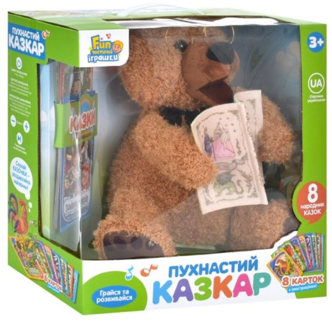 Інтерактивна іграшка Limo Toy Ведмедик казкар 8 карток з казками 25 см Коричневий (FT 0034) - фото 2