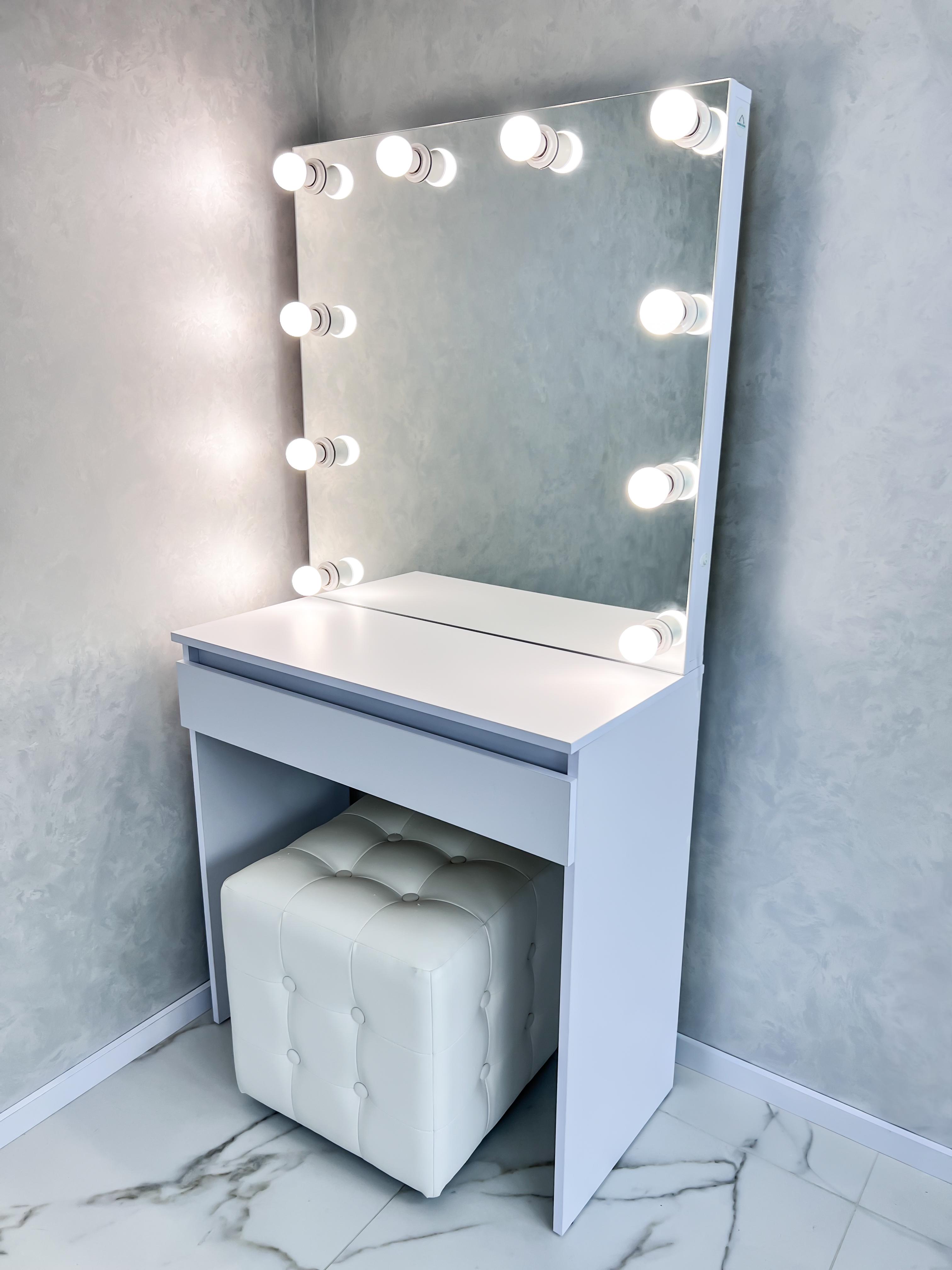 Туалетний столик ST1PB з лампочками 800x400x1600 мм Білий