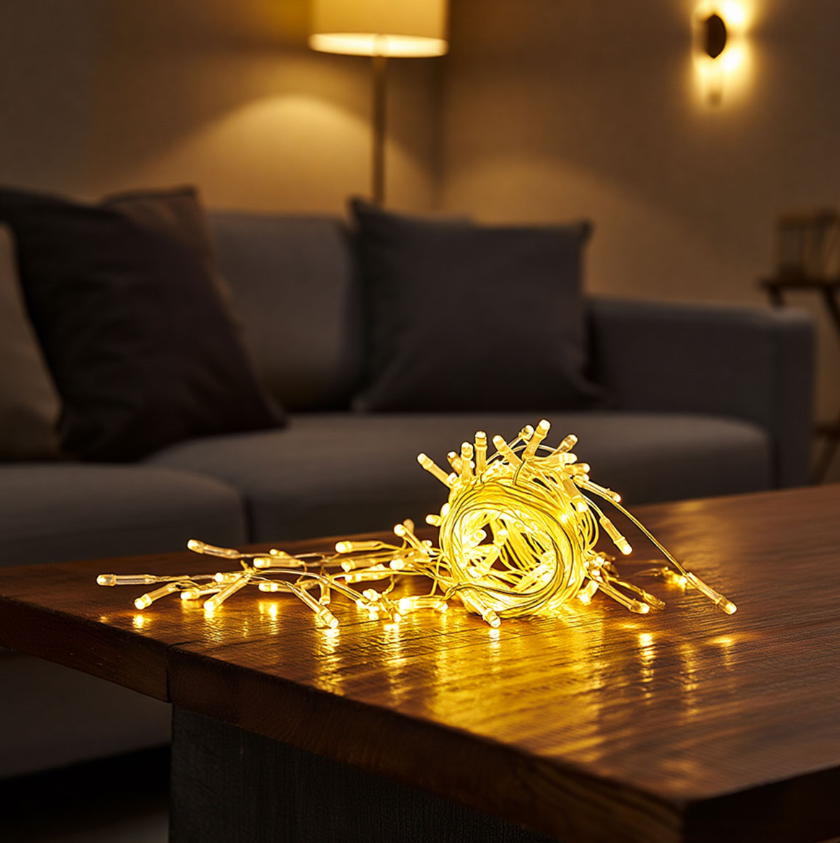 Гирлянда Штора 64 LED 1,5х1,5 м прозрачный провод Желтый - фото 4