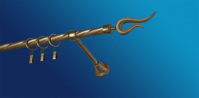 Карниз для шторы Plastidea Виола металлический витой одинарный с прищепками D 16 мм 240 см Антик