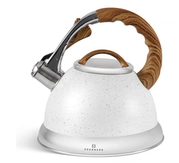 Чайник со свистком Edenberg 3 л Мраморное покрытие Белый (EB-8852WI)