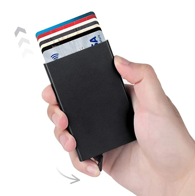 Гаманець розумний з RFID захистом картхолдер антизлодій на 5 карток метал Чорний (27455366) - фото 2 Гаманець розумний з RFID захистом картхолдер антизлодій на 5 карток метал Чорний (27455366) - фото 2