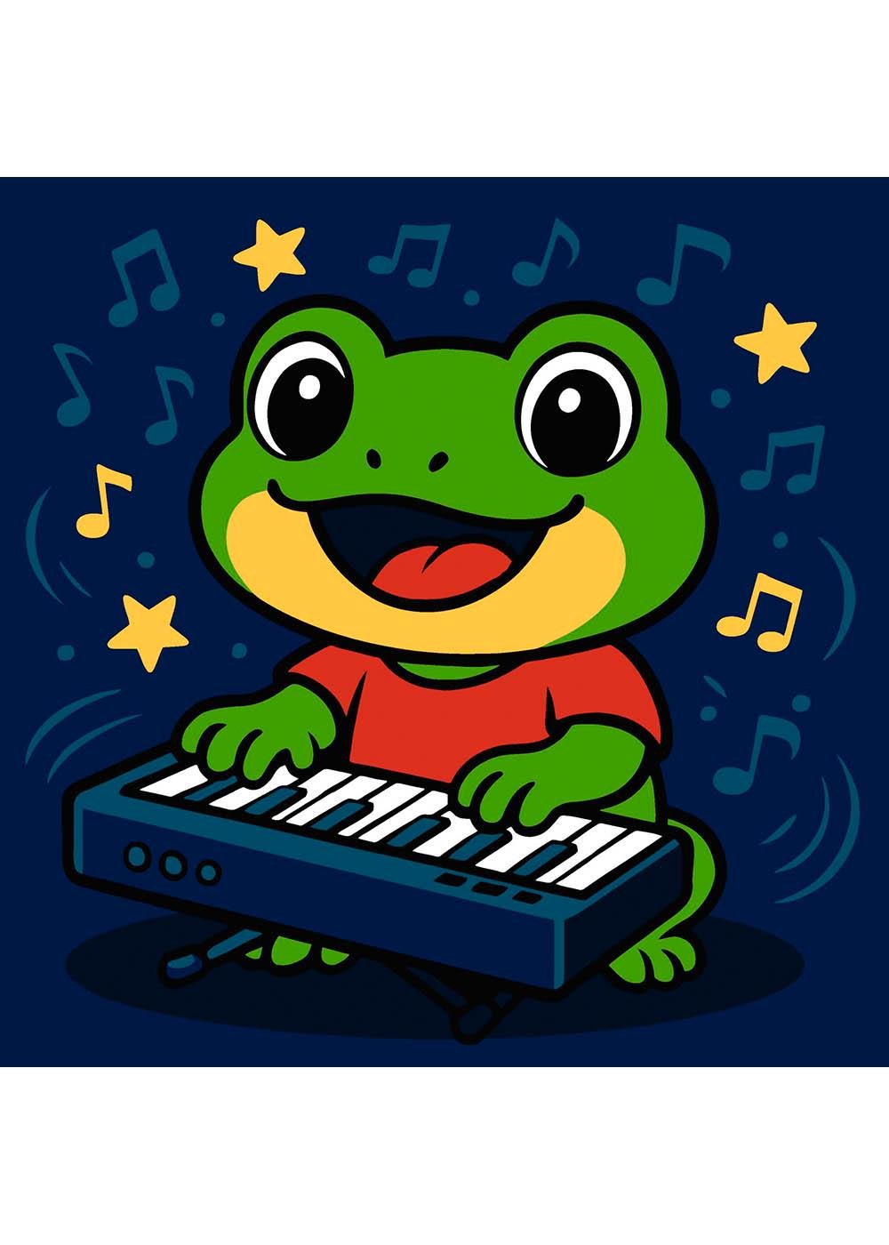 Картина по номерам Ideyka Лягушка из пианино 25х25 см (KHO1303)