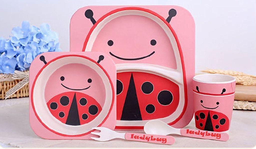 Набор детской бамбуковой посуды Stenson MH-2770-4 божья коровка 5 пр. - фото 3 Набор детской бамбуковой посуды Stenson MH-2770-4 божья коровка 5 пр. - фото 3