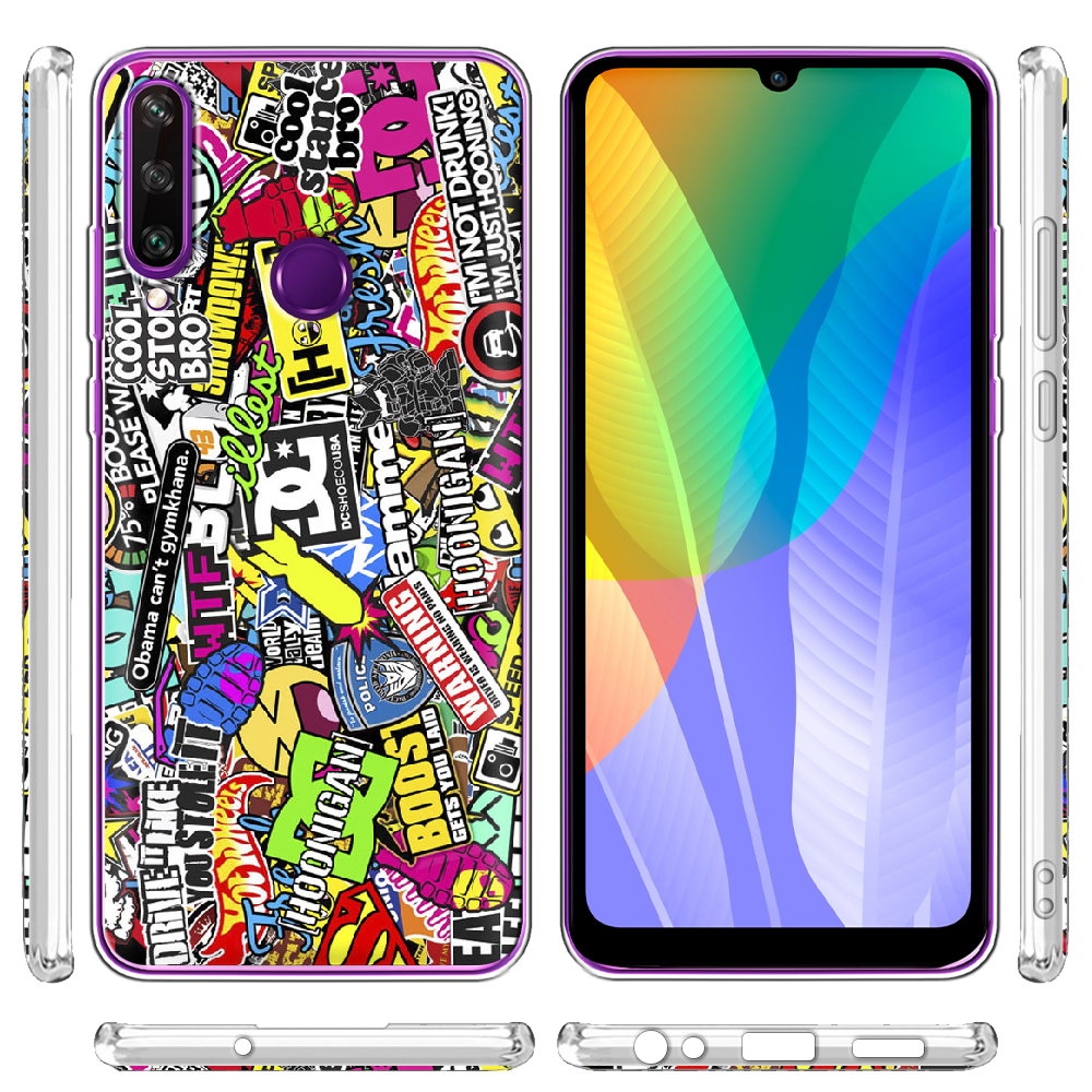 Чохол BoxFace Huawei Y6p Multicolored Inscriptions Прозорий силікон (40017-up880-40017) - фото 3