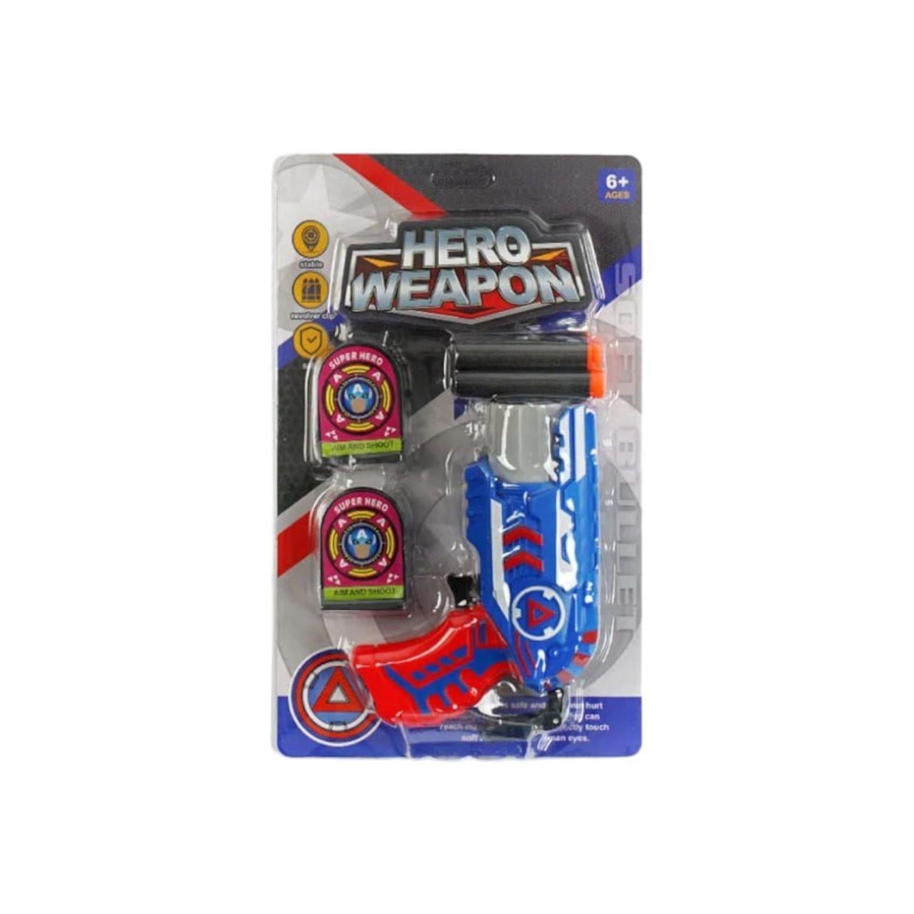 Пистолет "Hero Weapon" с 6 мягкими патронами и мишенями Голубой (125697-1)