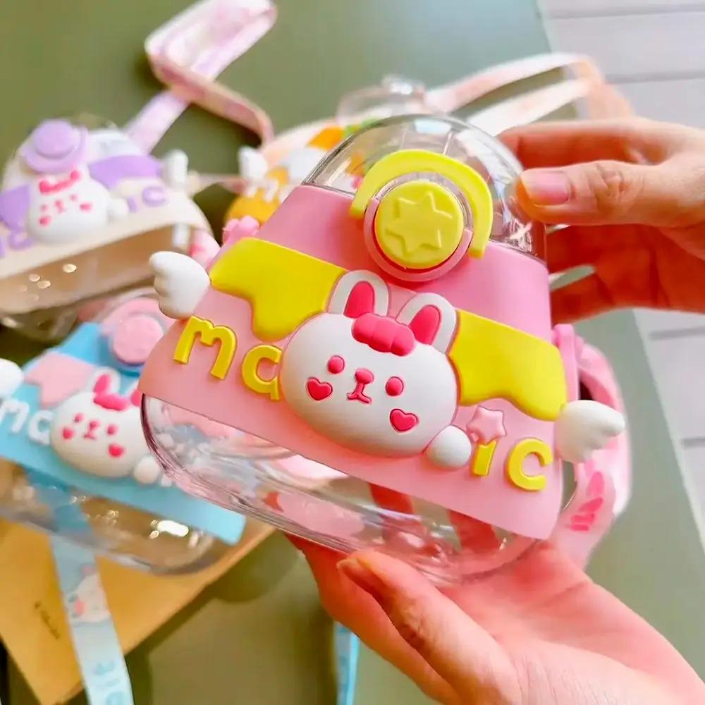 Дитяча пляшка для води з силіконовою трубочкою та ремінцем POP02313 520 мл Рожевий - фото 6