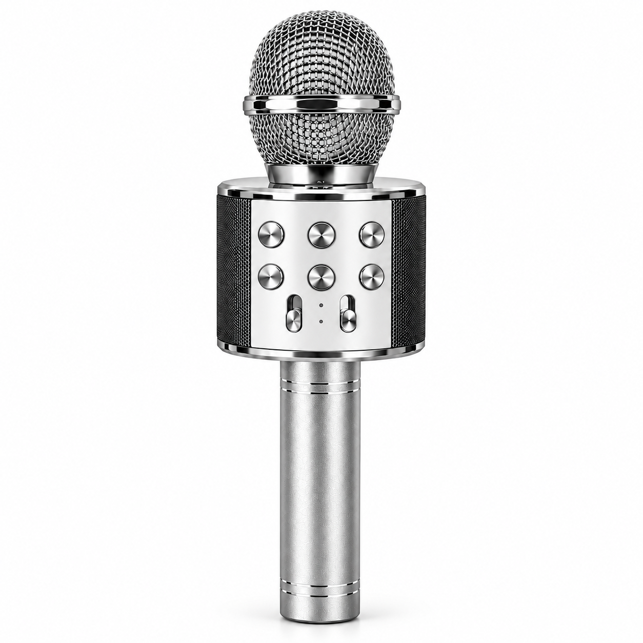 Караоке-микрофон беспроводной Wster WS-858 2в1 Bluetooth-колонка и MP3-плеер Серебристый (MX-11056S)
