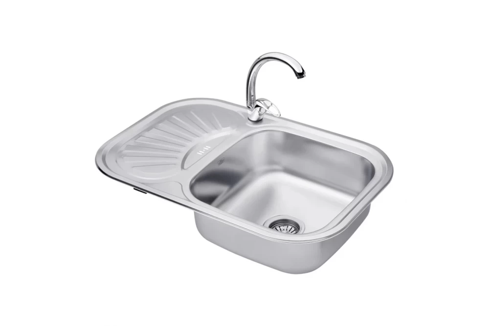 Мойка для кухни Kroner KRP Dekor7549 0,8 мм со смесителем Agua Leon C032 (373987)