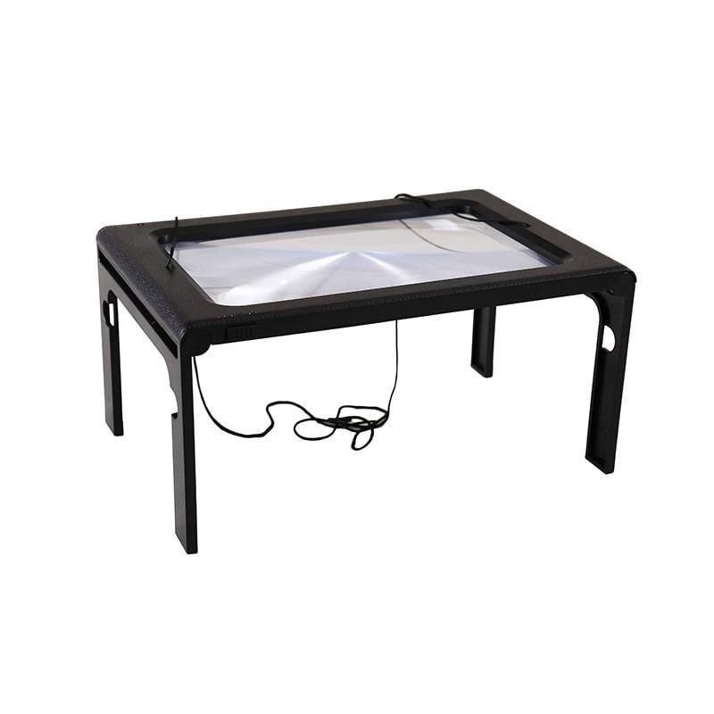 Лупа збільшувальна 2,5х з LED підсвіткою лінза Френеля настільна складна USB / батарейки Чорний (М2010376)