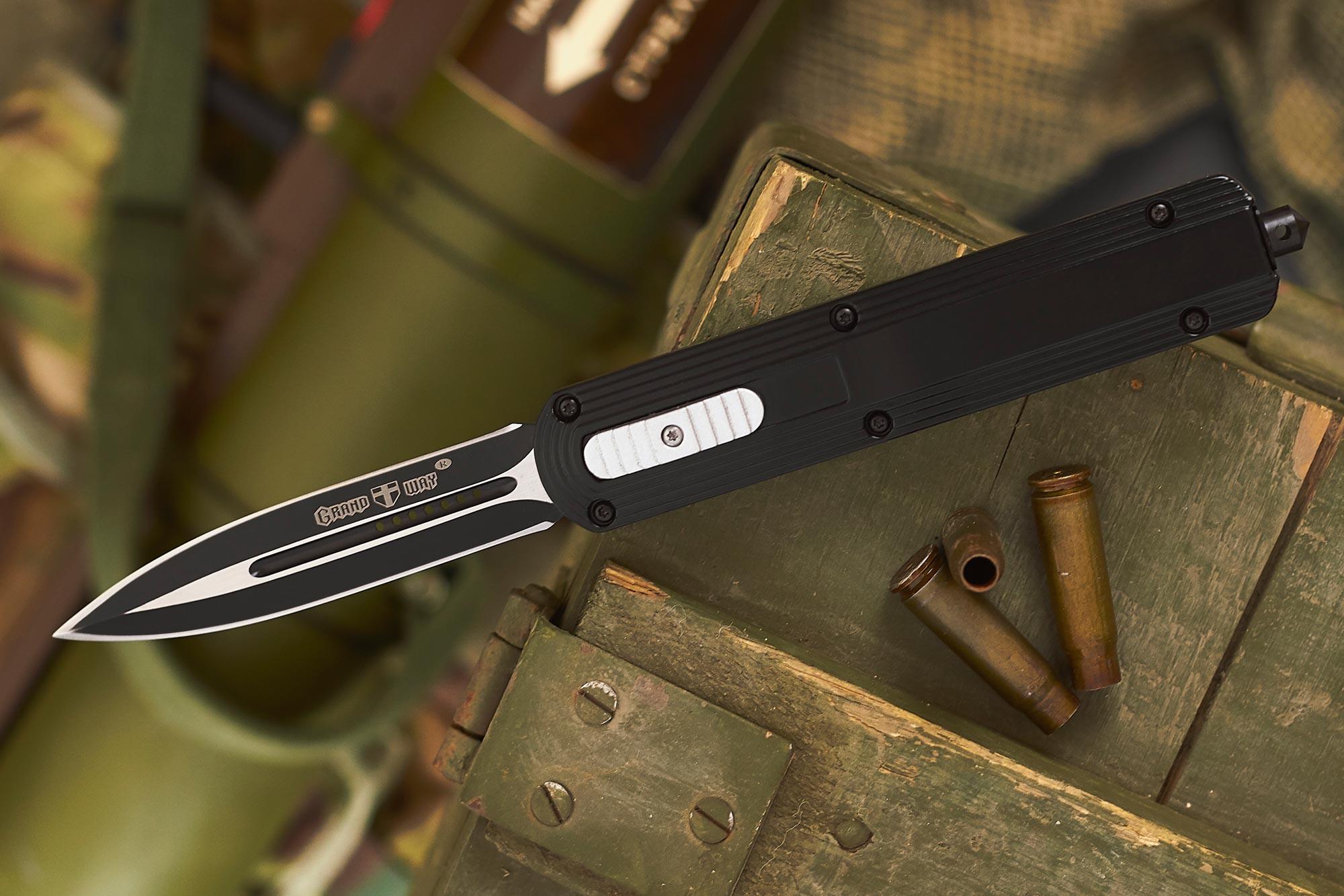 Нож охотничий выкидной Grand Way 170177-1 автоматический с фронтальным выбросом