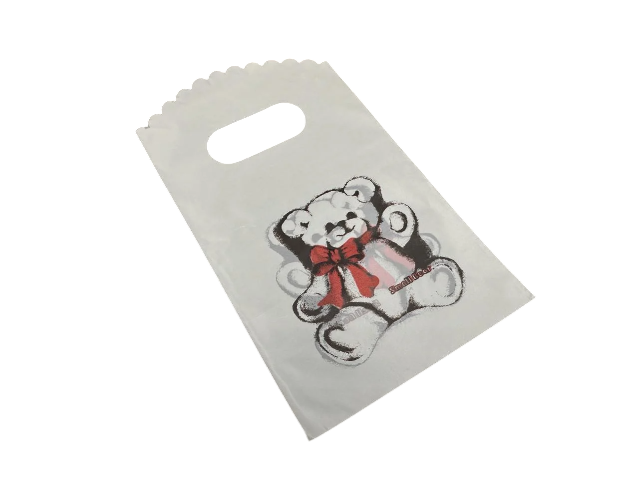 Пакет подарочный полиэтиленовый Small bear с принтом 15х9 см Слоновая кость (BGN-137)