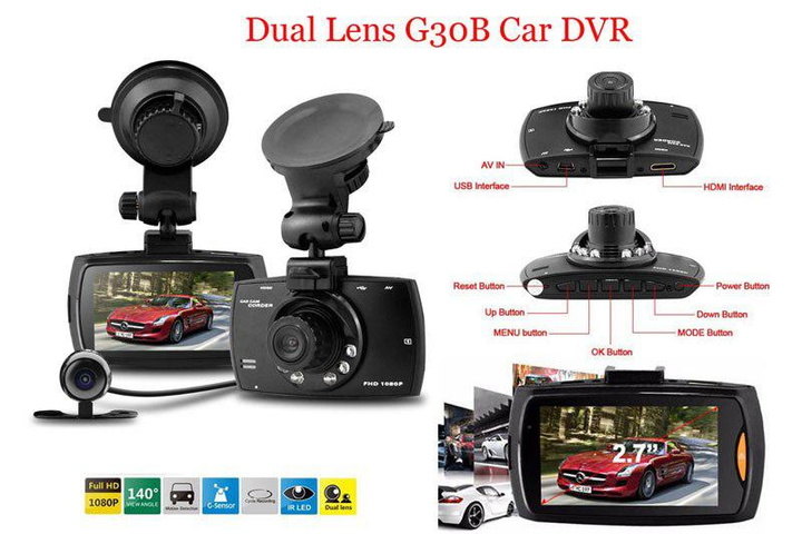 Відеореєстратор з камерою заднього виду G30B Car DVR 2.7 LCD HD 1080P (509850) - фото 3